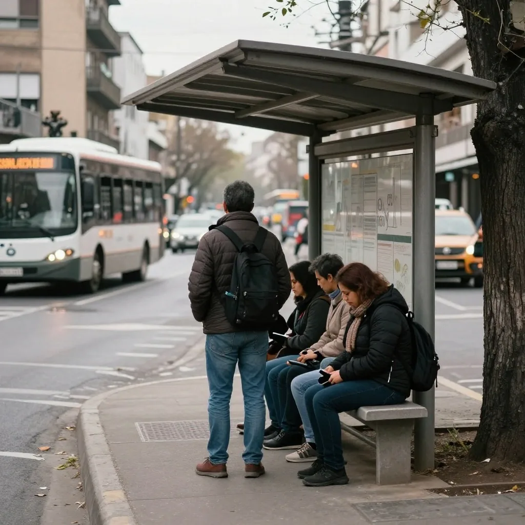 Parada de colectivo por la mañana en Rosario