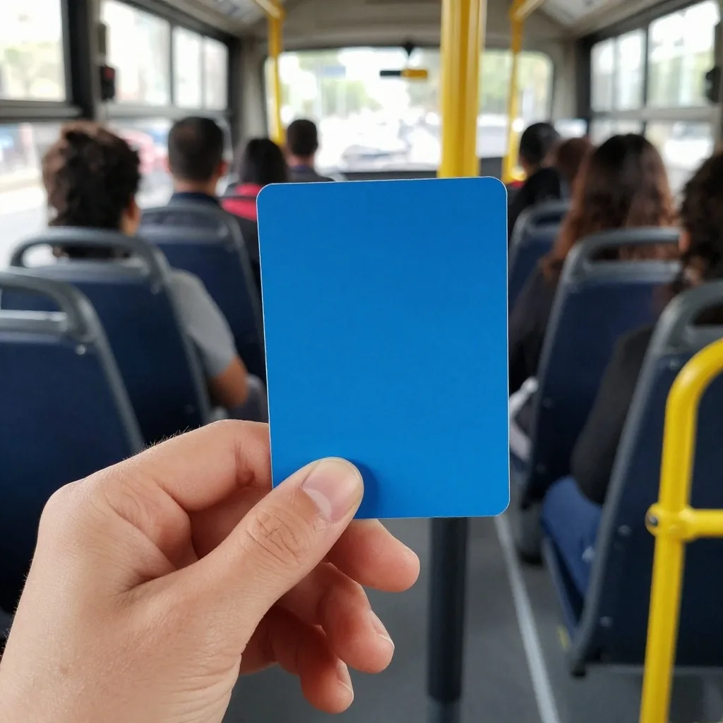 Mano con tarjeta SUBE cerca del lector en colectivo