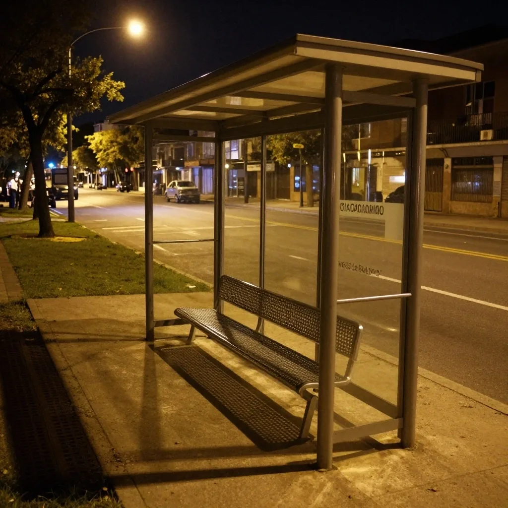 Persiana de kiosco de noche con listas pegadas
