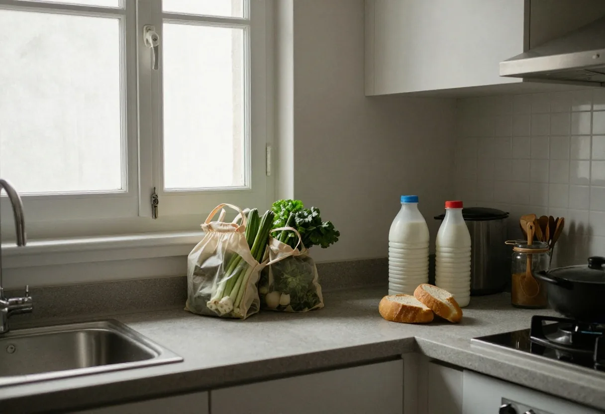 Monoambiente ordenado con compras semanales