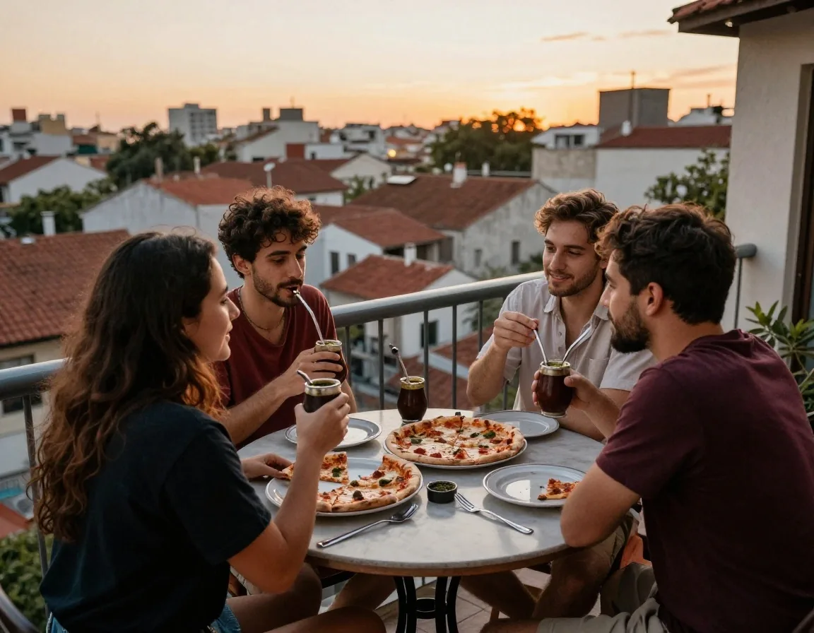 Fin de semana con amigos compartiendo mate en Rosario