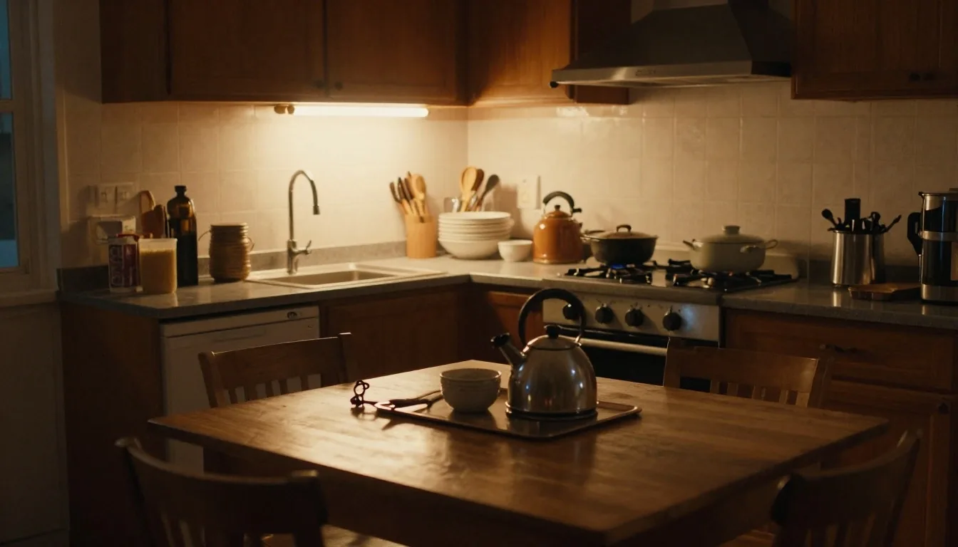 Mate junto a libreta de gastos en la mesa de la cocina
